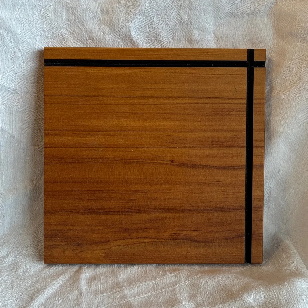 Silver-plated Coffee or Tea Pot + Teak Cheese Board hammered texture wood handle